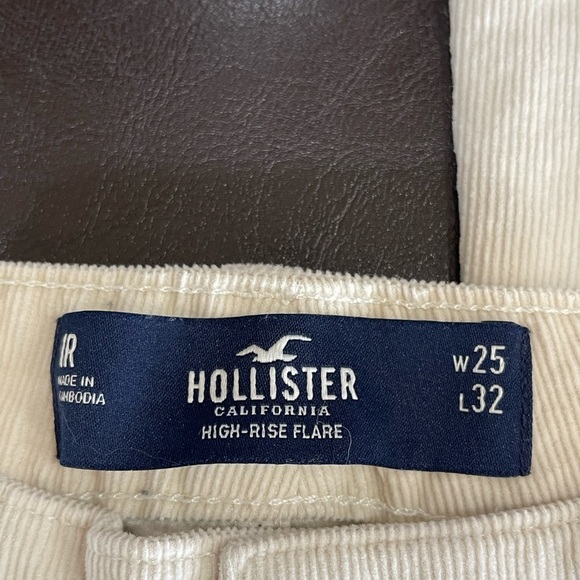 Hollister High Rise Flare 1R waist 25 ivory cream corduroy flare pants festival - Picture 4 of 15